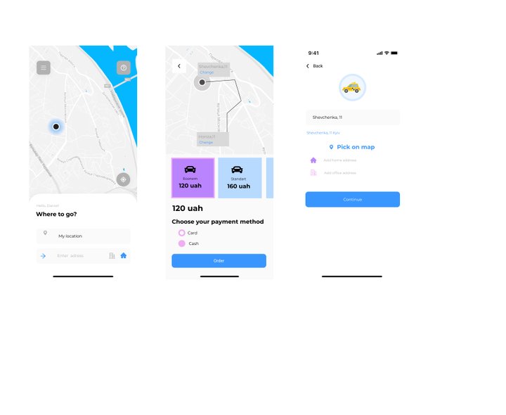 Ux Ui design Taxi app