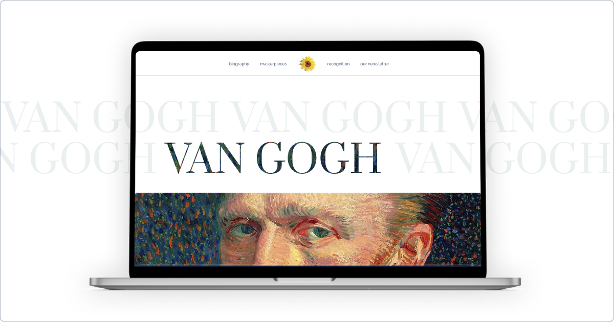 Landing page dedicated to Van Gogh