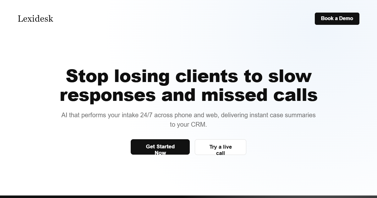 Lexidesk was built to solve one specific problem: law firms lose clients not because their legal work is weak, but because nobody picks up the phone