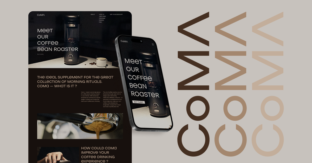 Landing page concept for COMA Coffee Roaster