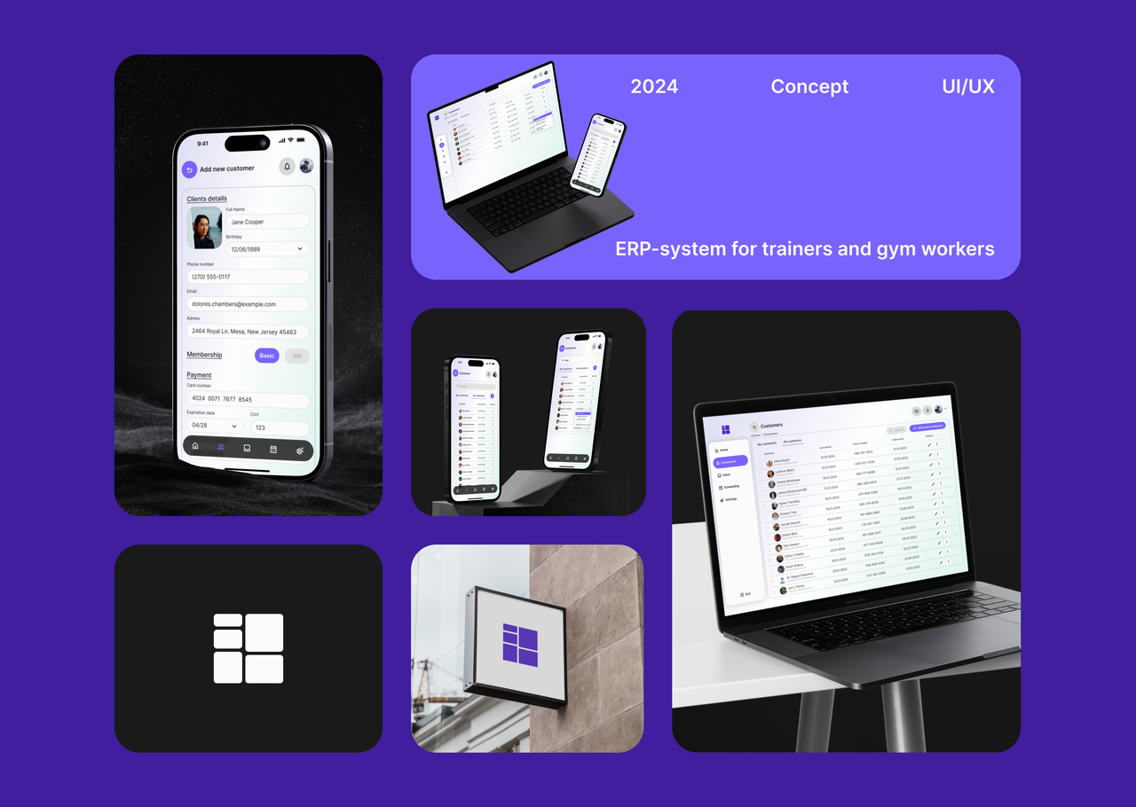 ERP-system for trainers and gym workers/UX UI Design