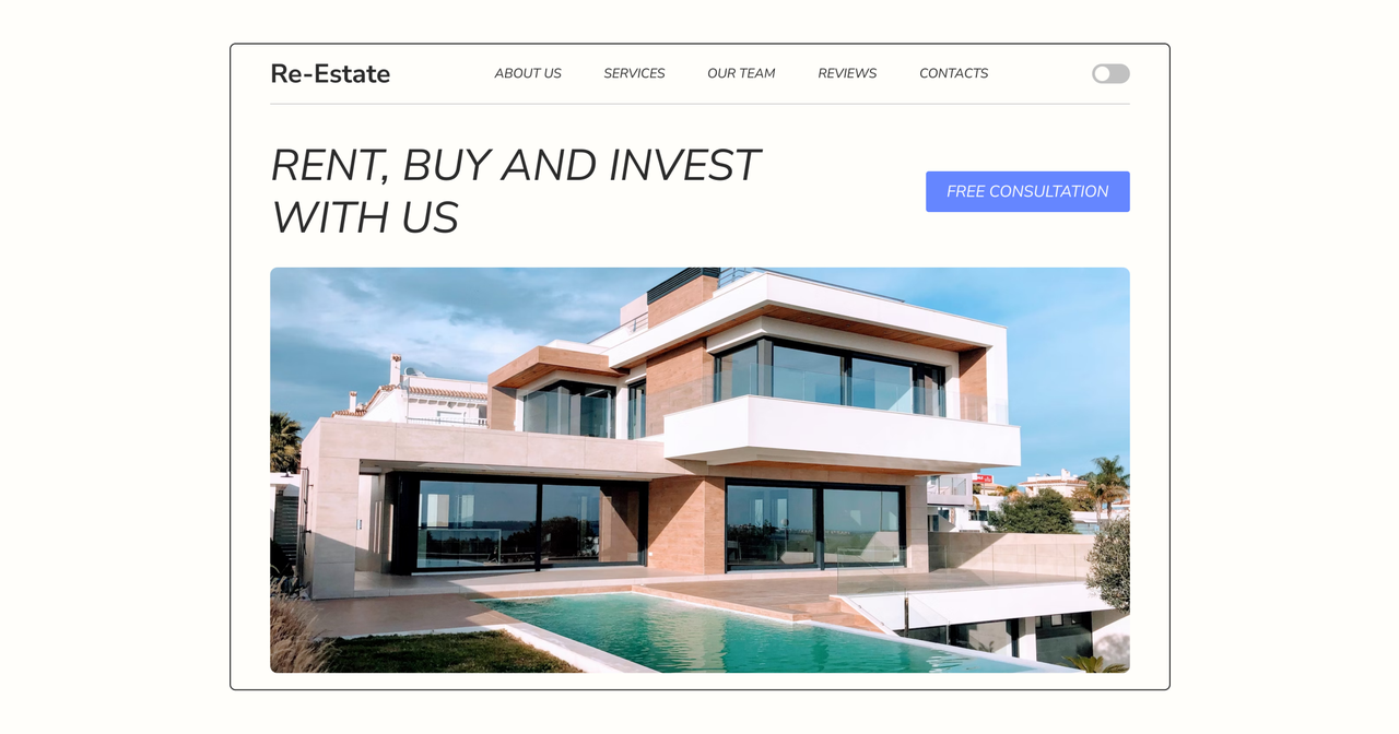Landing Page. Real Estate Agency "Re-Estate".