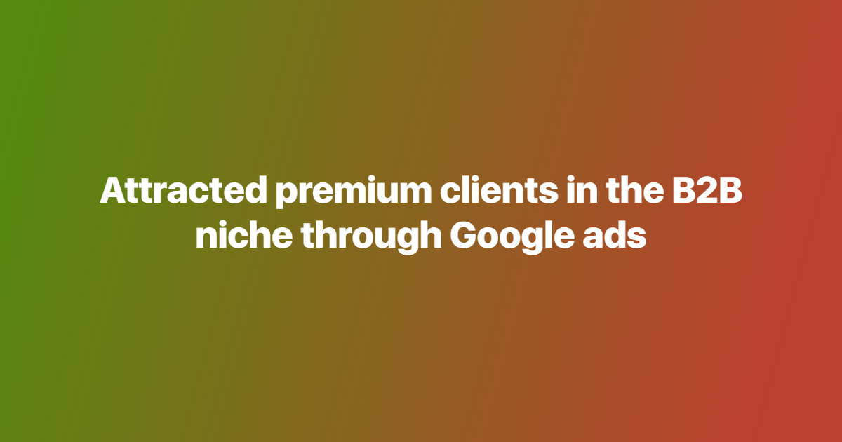 Attracted premium clients in the B2B niche through Google ads