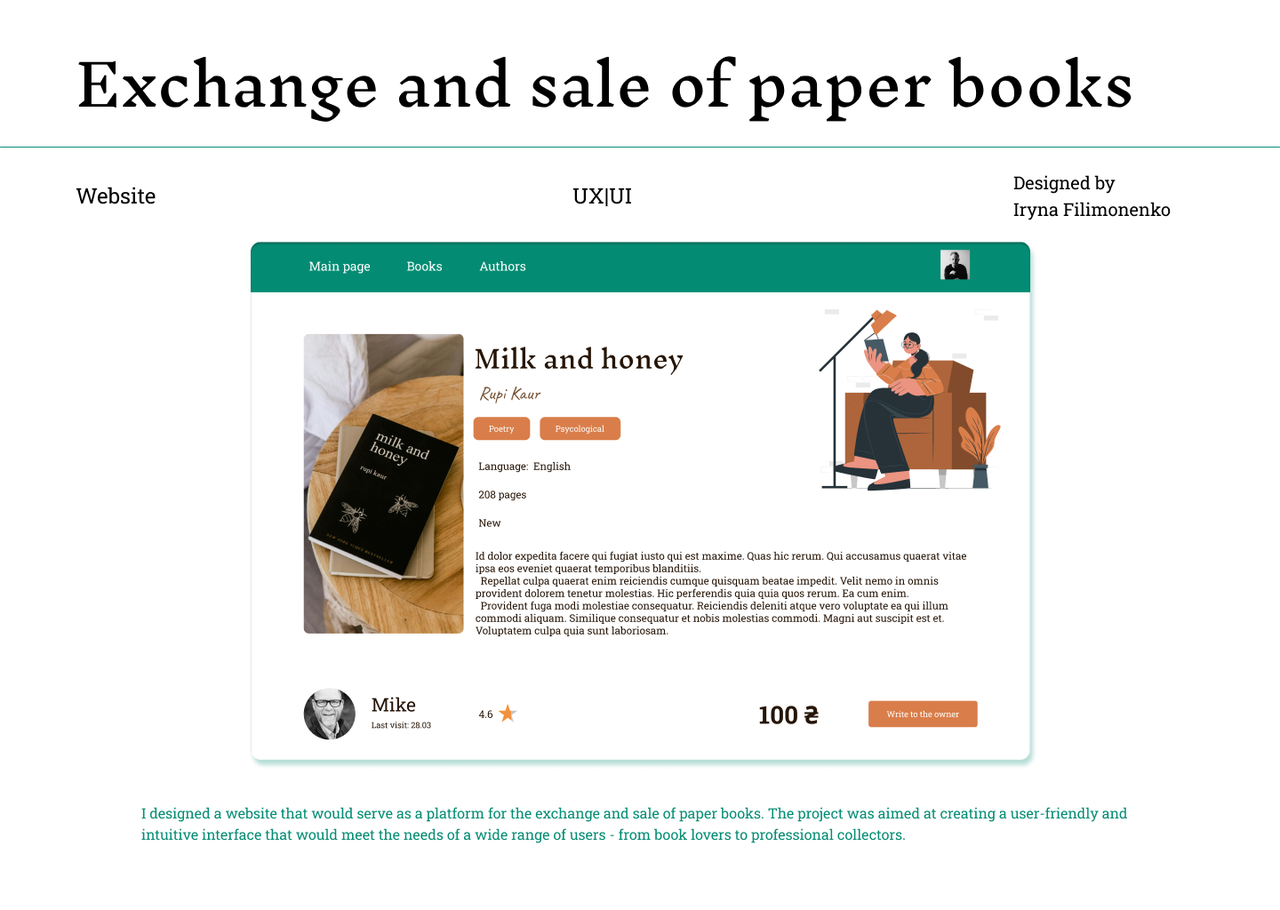 Design of a website for the exchange and sale of paper books