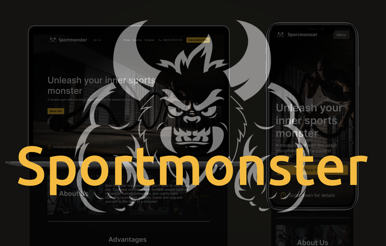 Landing Page for Sportmonster / Fitness club