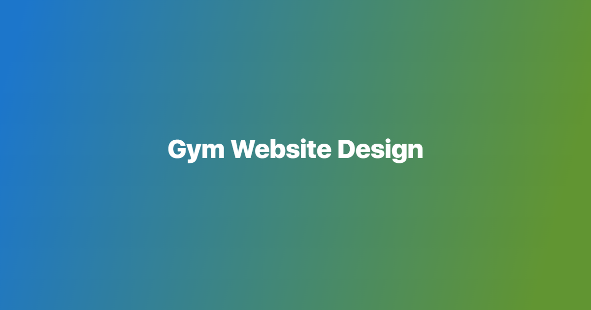 Gym Website Design