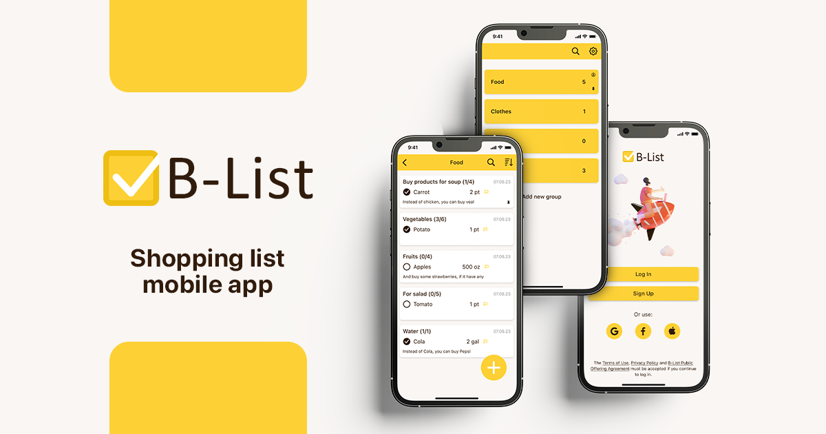 B-List - Shopping list mobile app | UI/UX