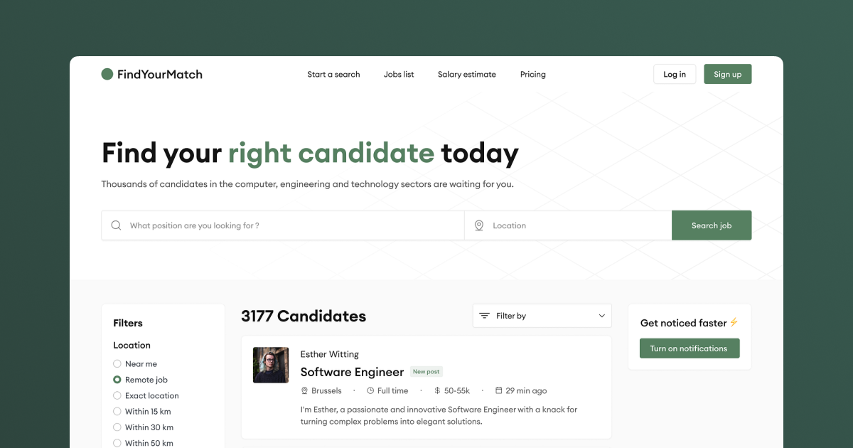 Platform for recruiters | FindYourMatch | UI/UX