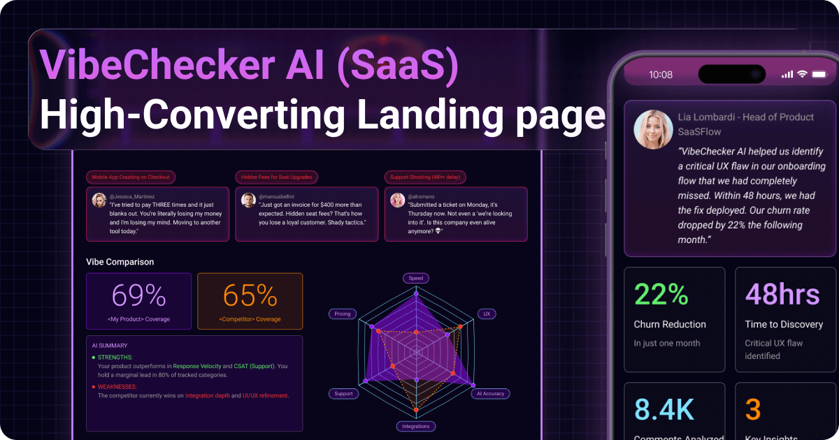 VibeChecker AI (SaaS)
High-Converting Landing page