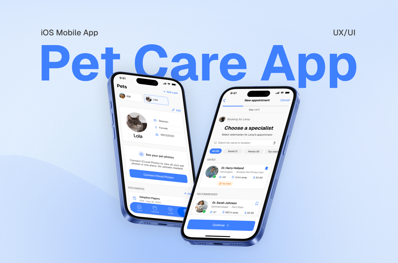 iOS Mobile • Pet Care App